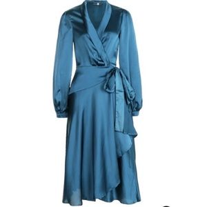 Satin wrap detail midi skater dress